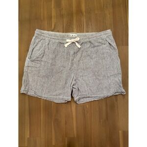 Women's Linen Blend Striped Shorts Blue White Drawstring Pocket Size L